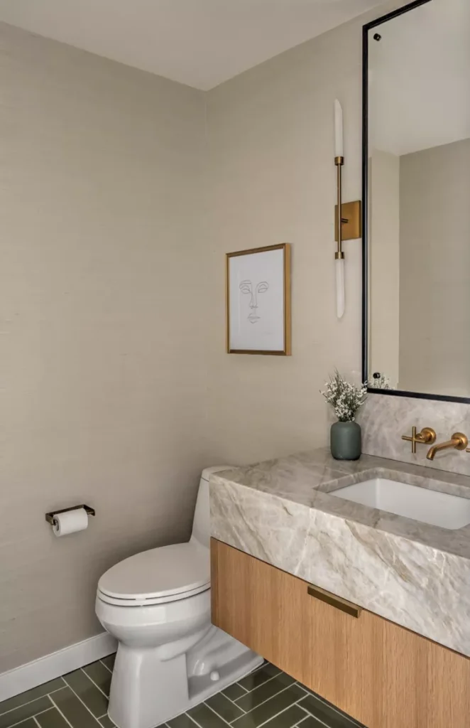 Floating Marble Sink With a Pull-Out Drawer