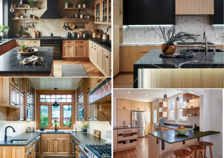 17 Trending Kitchen Ideas with Light Wood Cabinets and Black Countertops
