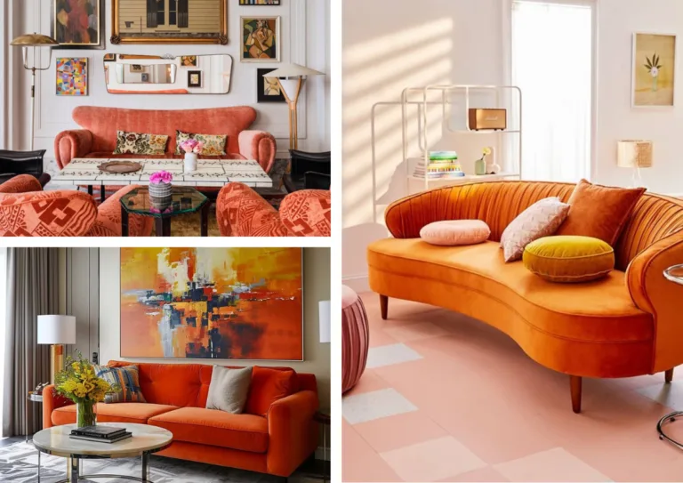 24 Game-Changing Living Room Ideas with an Orange Couch