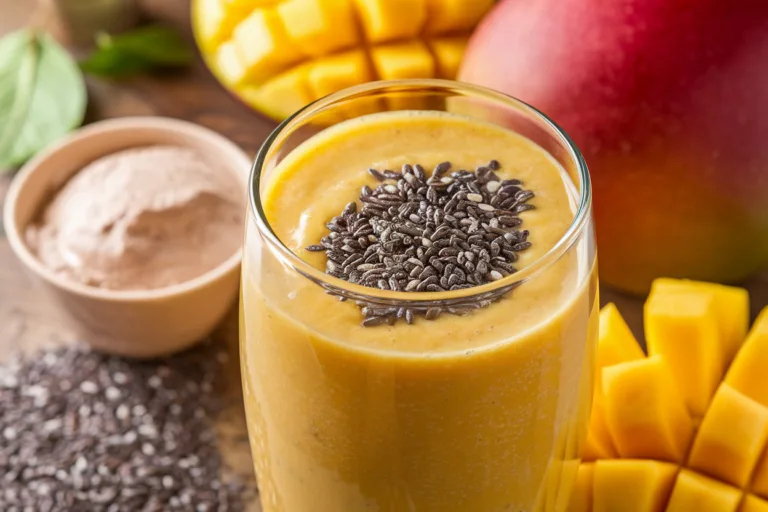 Healthy Mango Protein Smoothie with Chia Seeds