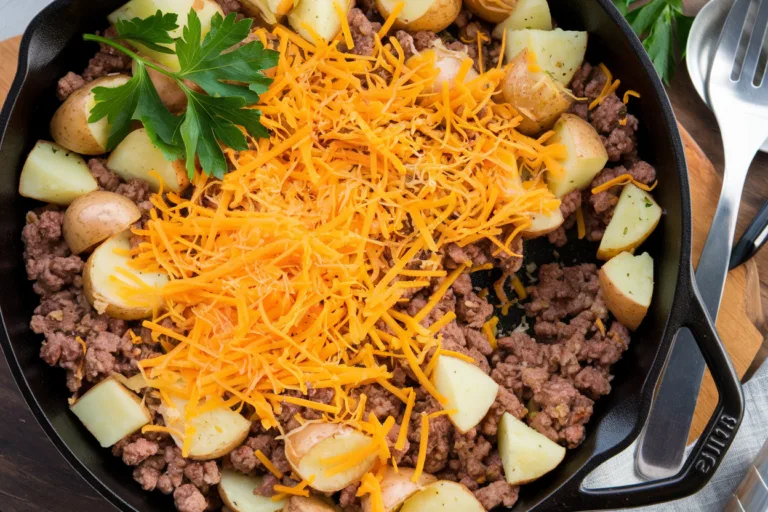 Easy Cheesy Ground Beef and Potato Skillet Recipe – Family Favorite!